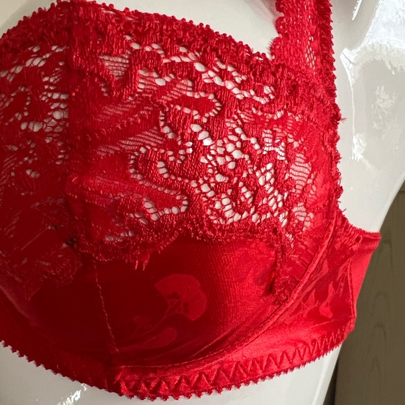 Vintage Lou from Paris, France, Satin & Lace Underwire Red Bra - Picture 4 of 12